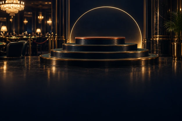 Four-tier podium in a casino hall